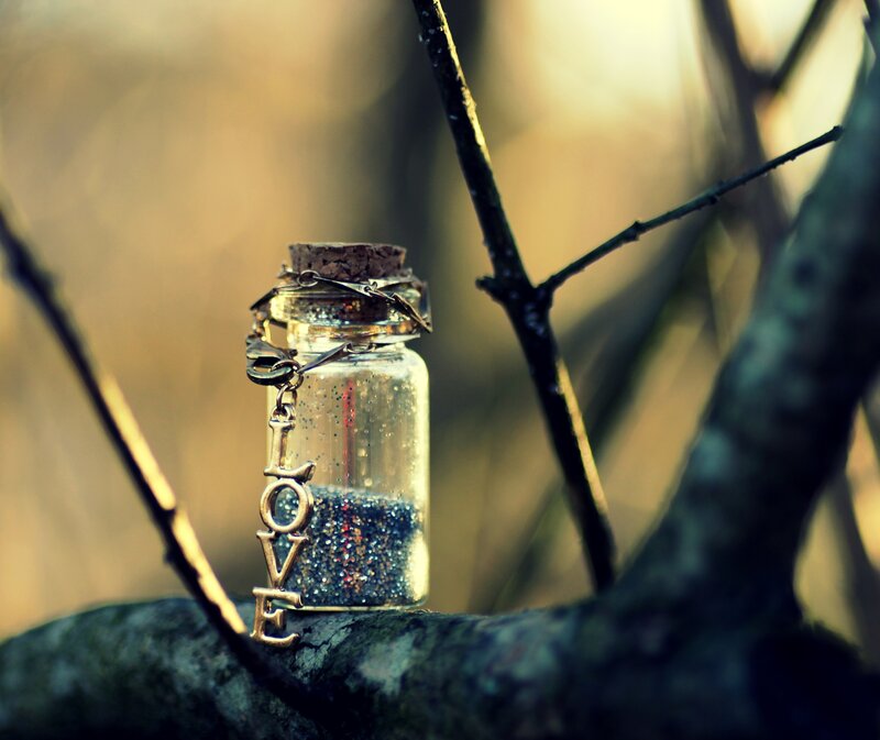 Glass Bottle with Glitter — Brown