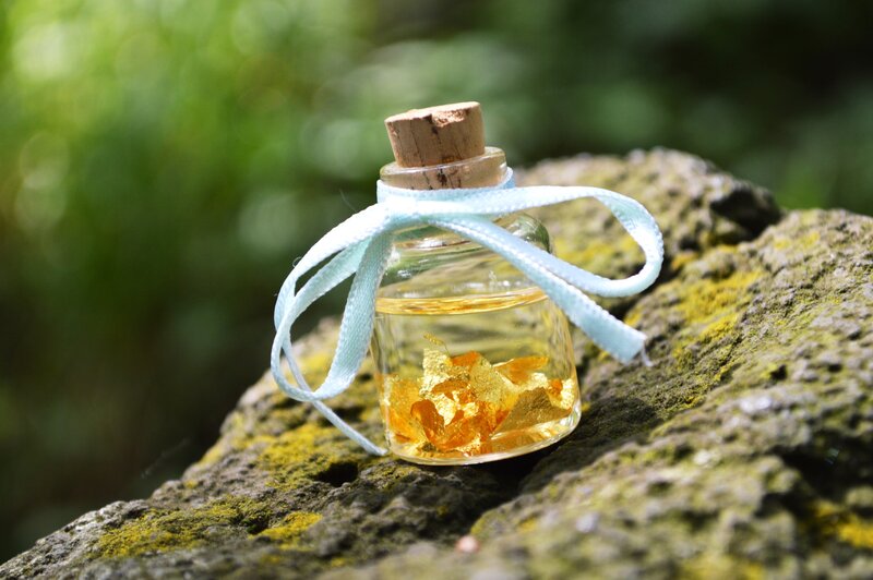 Glass Bottle with Gold Flakes