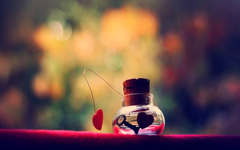 Glass Bottle with Heart — Red, Serene