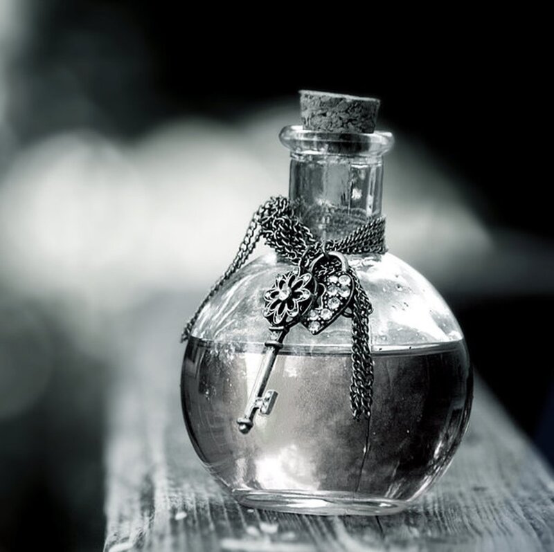 Glass Bottle with Key