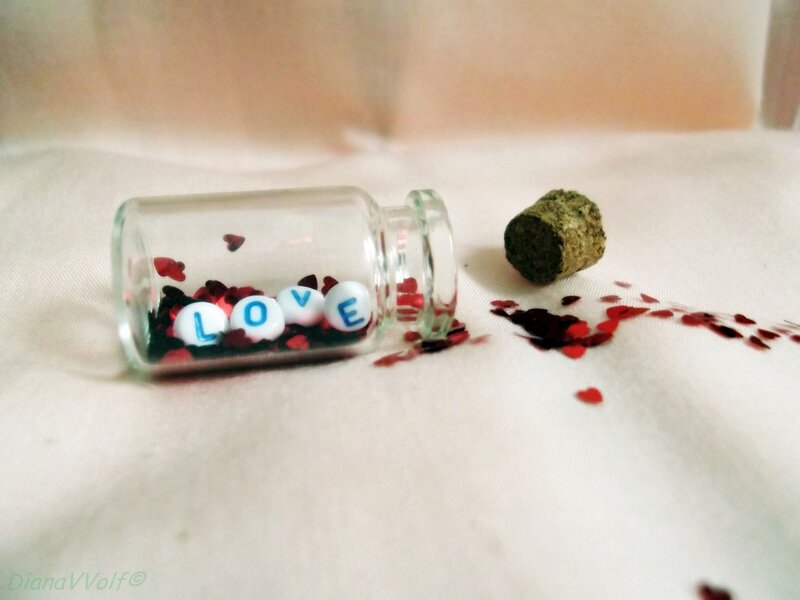 Glass Bottle with Love Beads