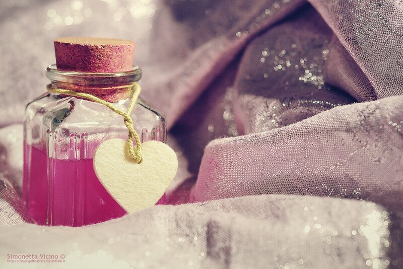 Glass Bottle with Pink Liquid — Dreamy