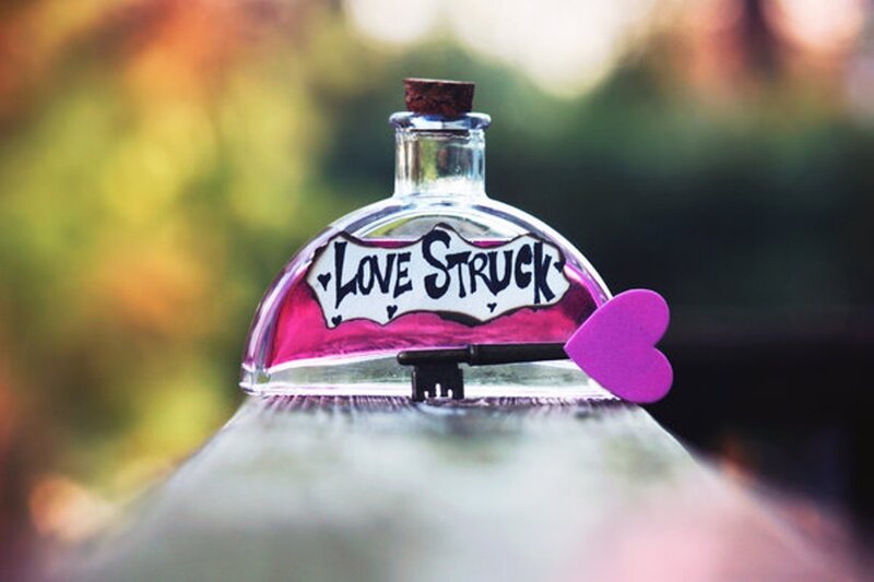 Glass Bottle with Pink Liquid