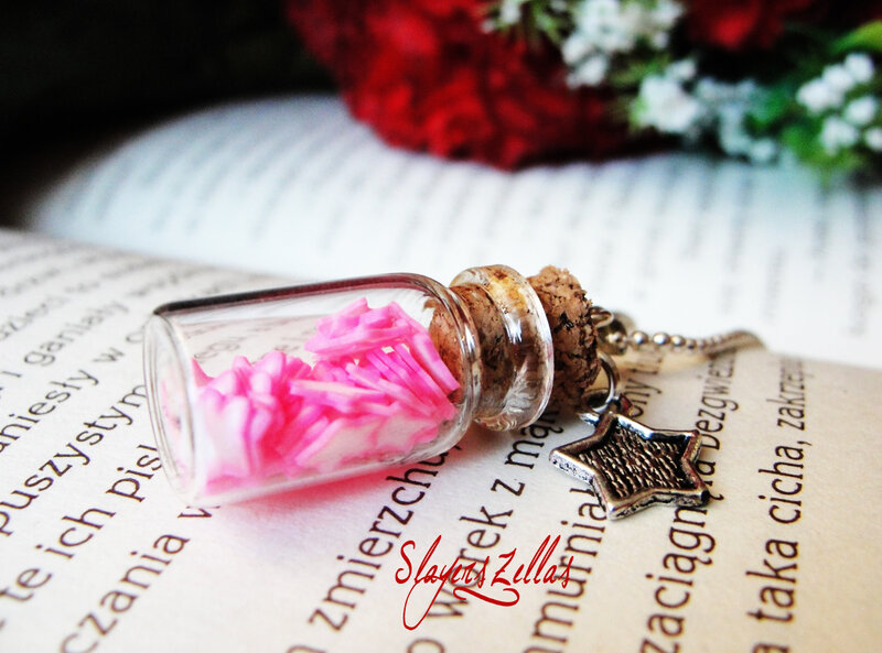 Glass Bottle with Pink Petals