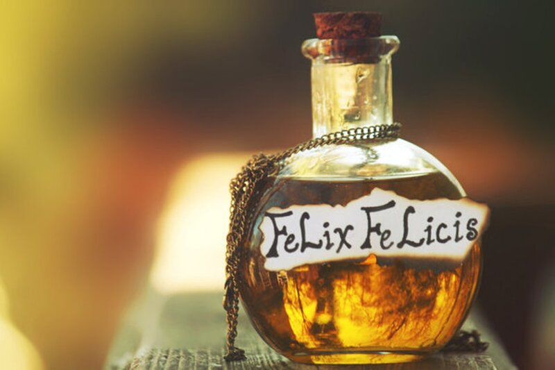 Glass Bottle with Potion — Amber