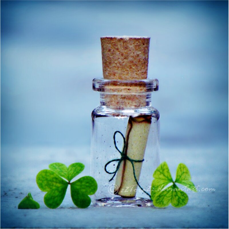 Glass Bottle with Scroll