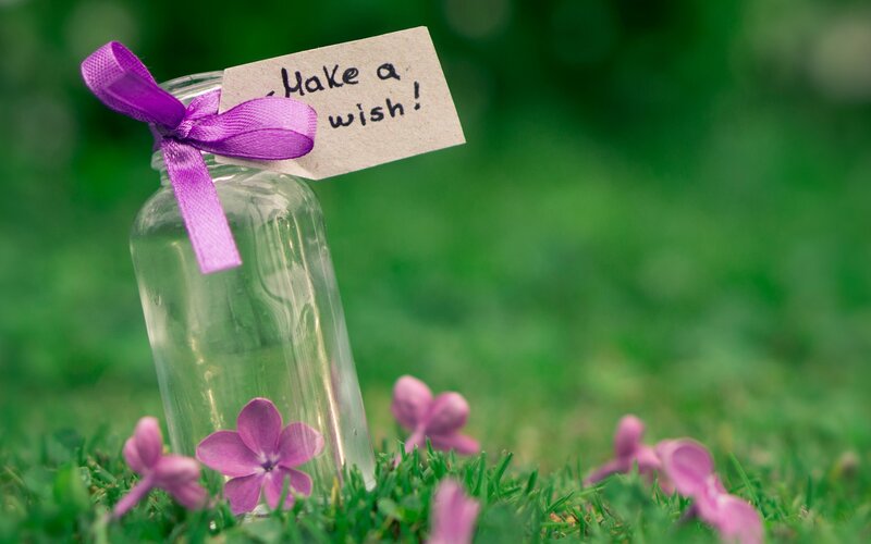 Glass Bottle with Wish Tag