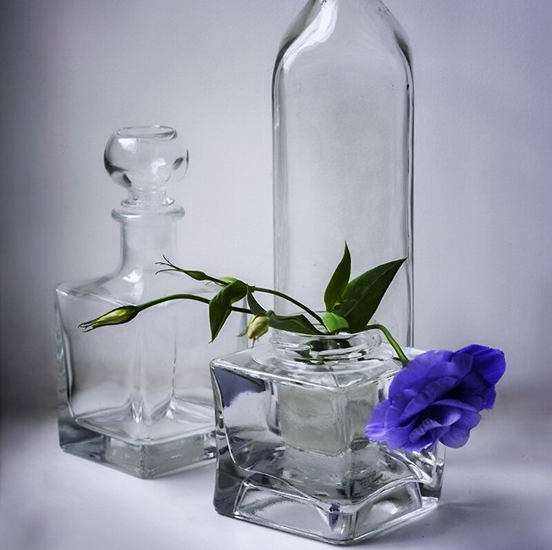 Glass Bottles with Flower