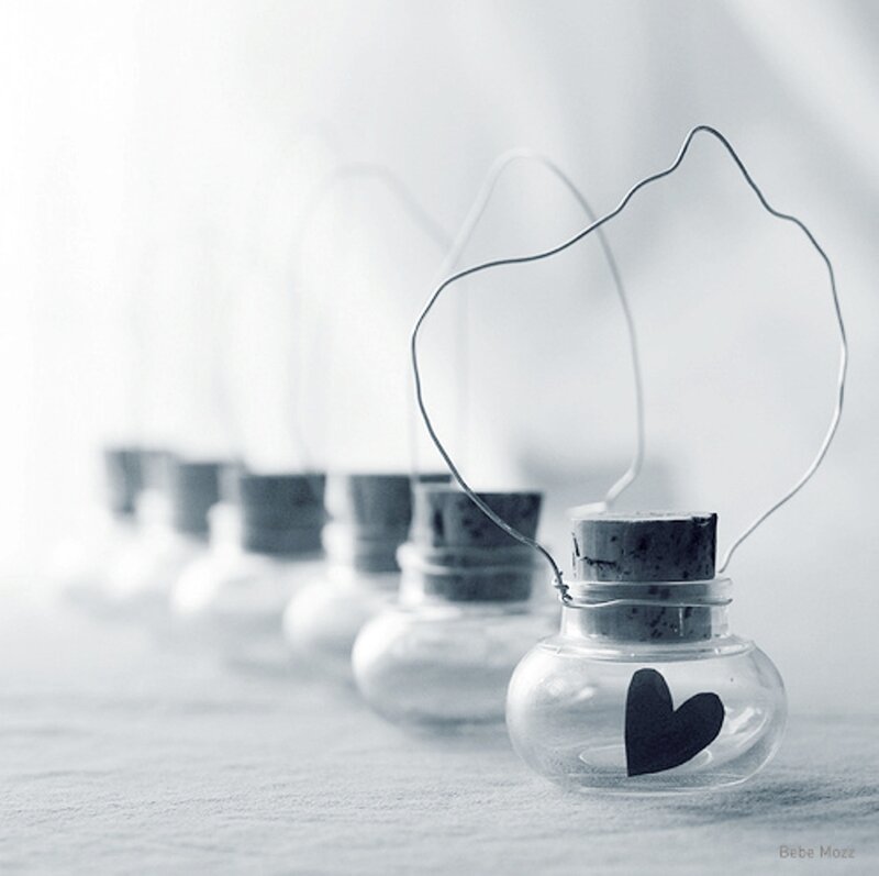 Glass Bottles with Hearts