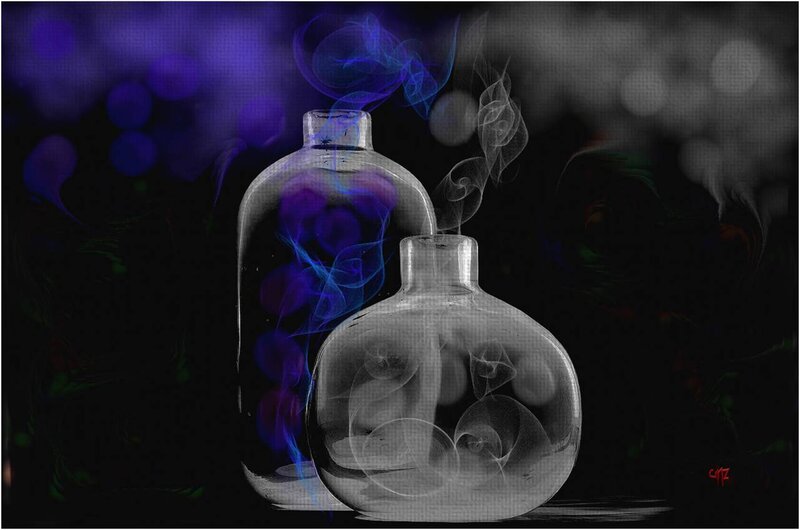 Glass Bottles with Smoke