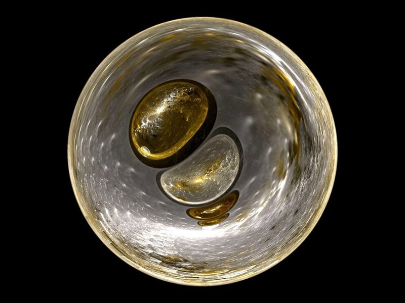 glass bowl with golden inclusions