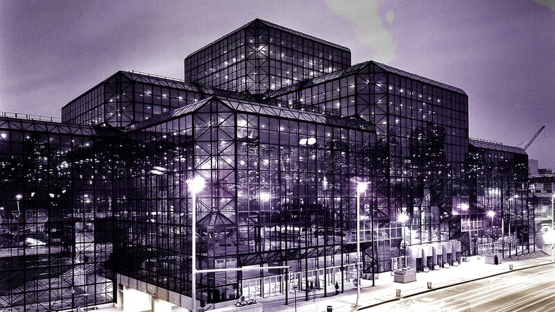 glass building at night