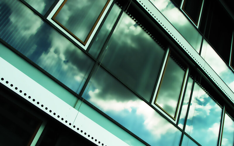 Glass Building Facade — Blue, Dramatic