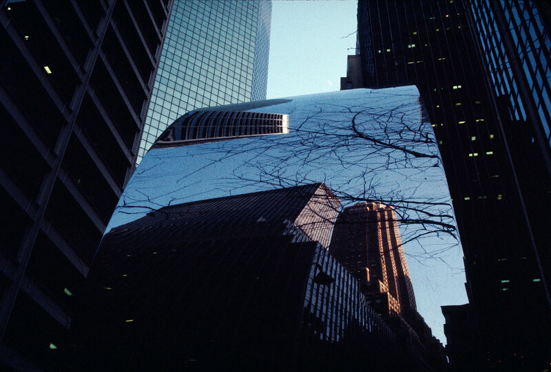 Glass Building Reflection — Blue, Dramatic, Sunset
