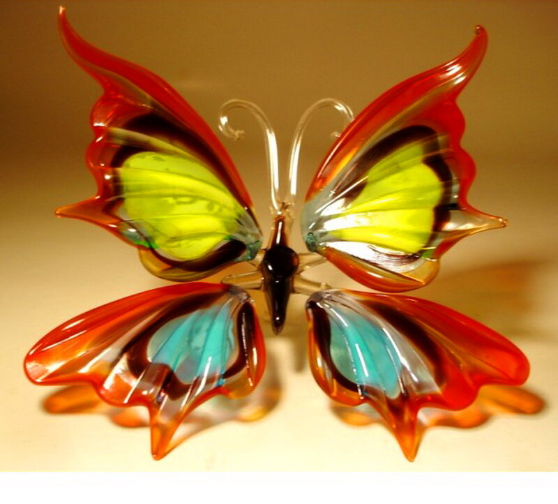 Glass Butterfly Sculpture — Red, Vibrant
