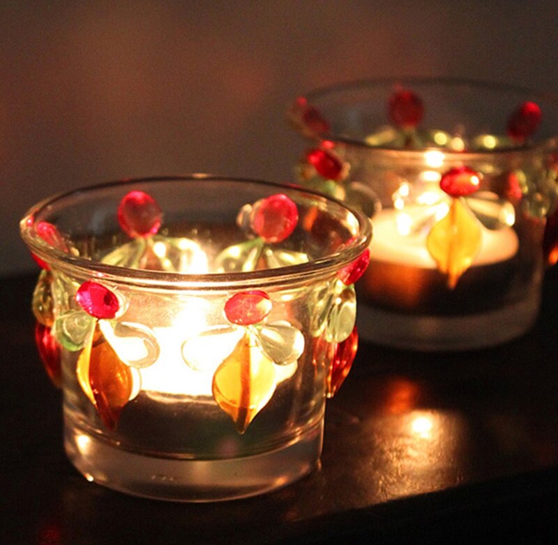 Glass Candle Holders — Red