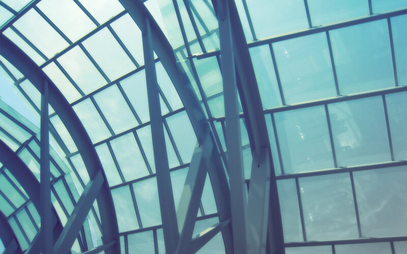 Glass Ceiling Structure — Blue, Serene