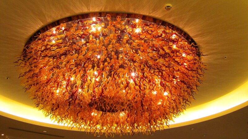 Glass Chandelier on Ceiling