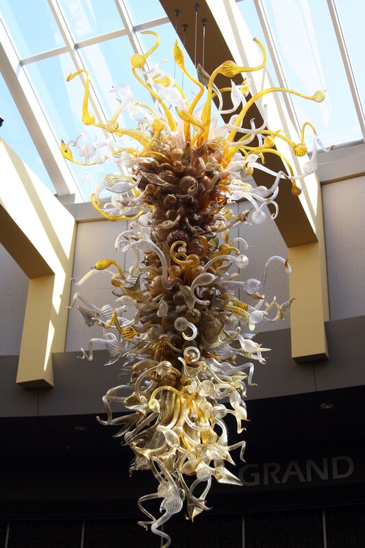 Glass chandelier sculpture