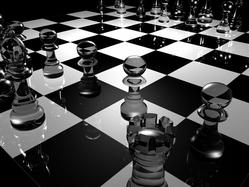 Glass Chess Pieces — Black, Dramatic, 3d Render, Chessboard