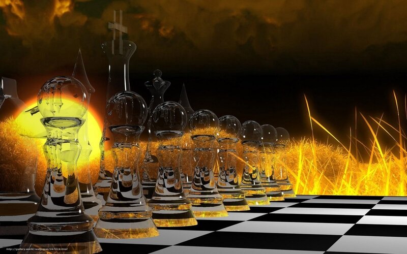 Glass Chess Pieces — Black, Dramatic, Sunset