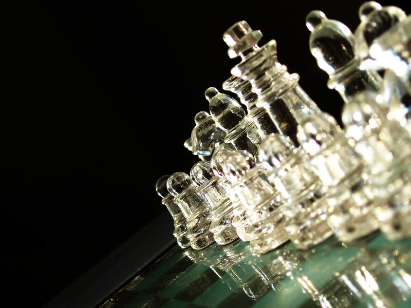 Glass Chess Pieces — Clear, Dramatic