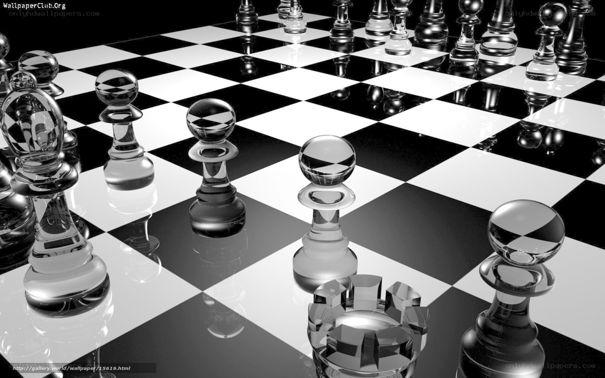 Glass chess pieces on board
