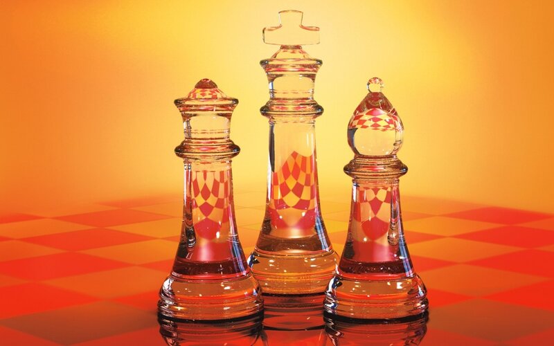 Glass Chess Pieces — Orange