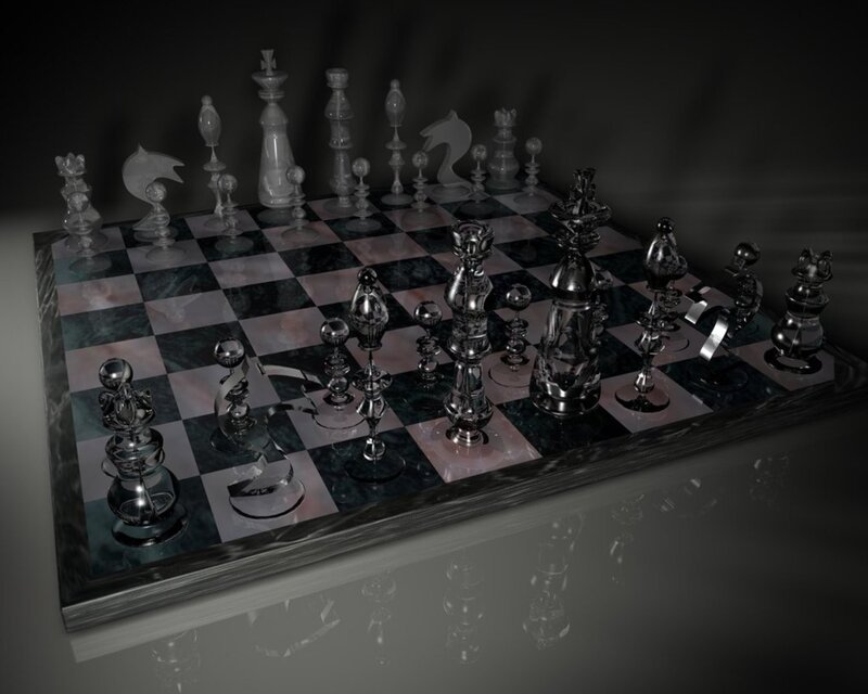 Glass Chess Set — Black