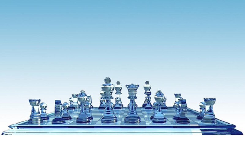 Glass Chess Set — Blue