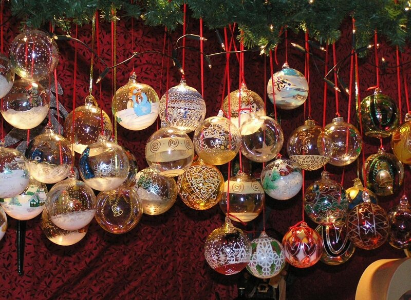 Glass Christmas Ornaments — Red