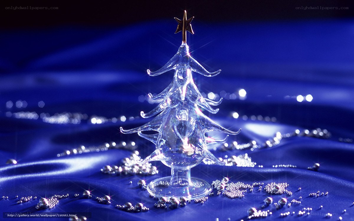 Glass Christmas tree on blue