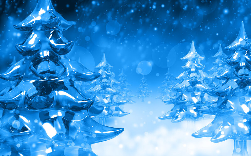 Glass Christmas Trees — Blue