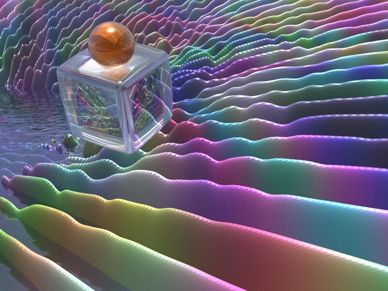Glass Cube with Sphere