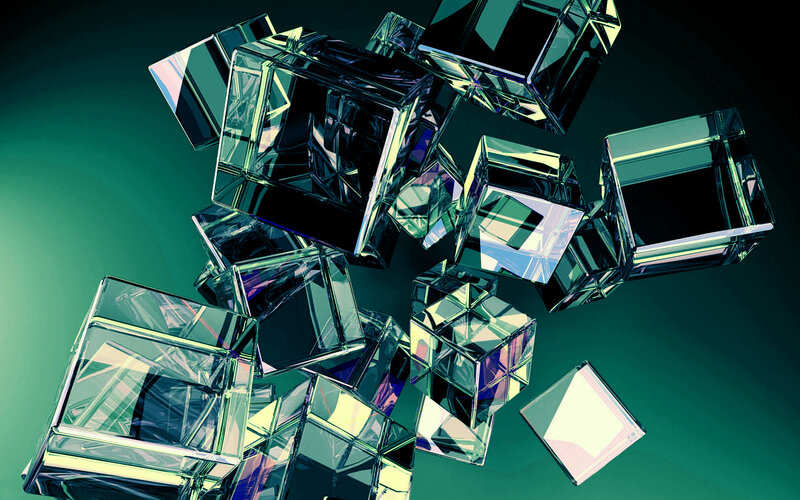 glass cubes floating in space