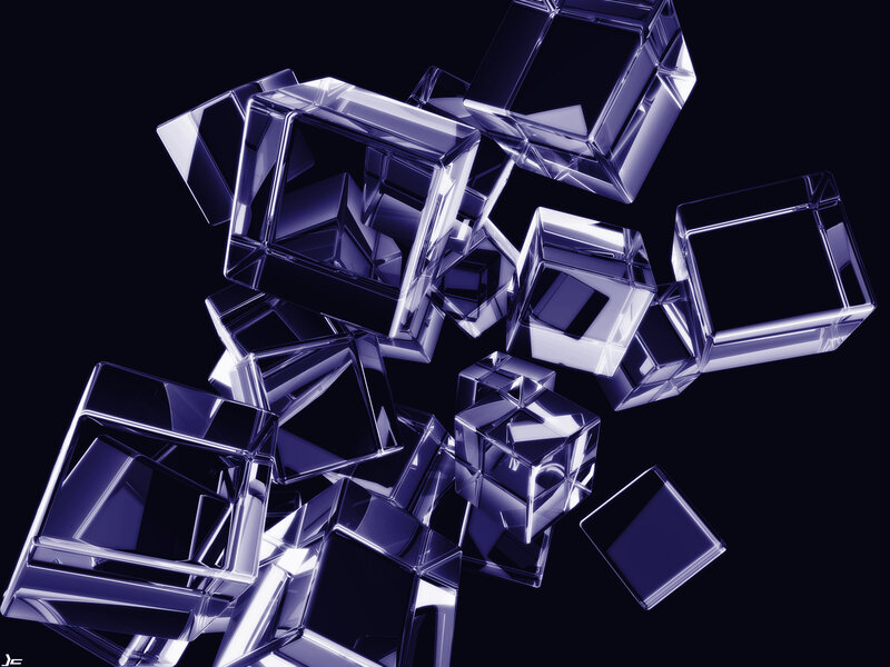 Glass Cubes Floating