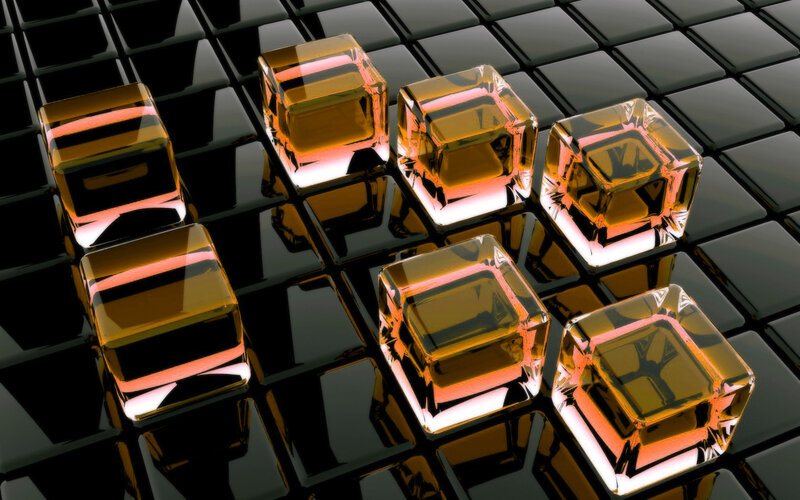 glass cubes on black tiles