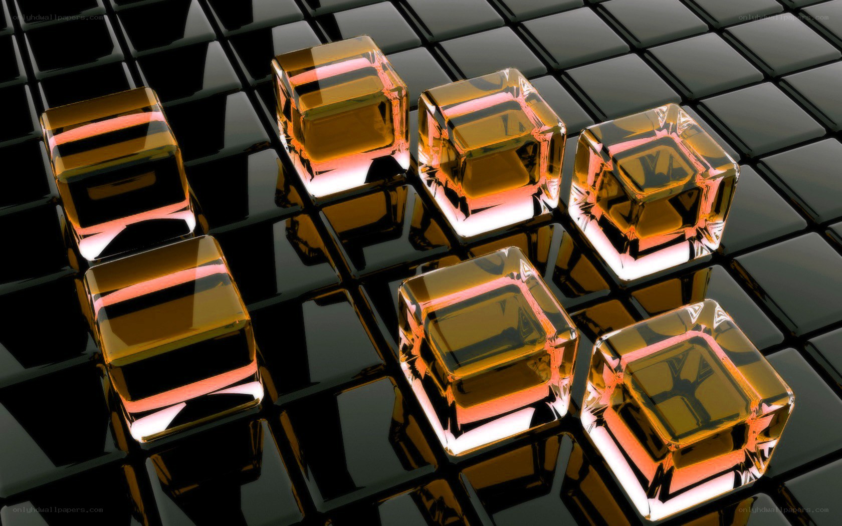 glass cubes on black tiles