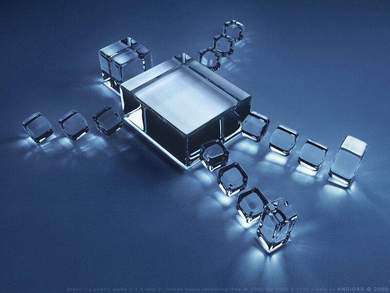 glass cubes on blue surface