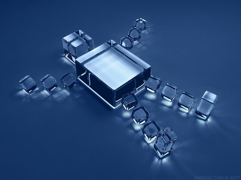 glass cubes on blue surface