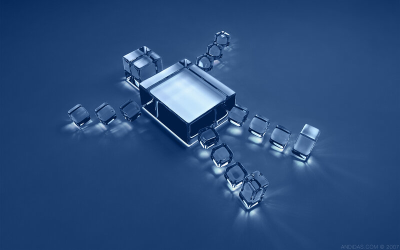 glass cubes on blue surface