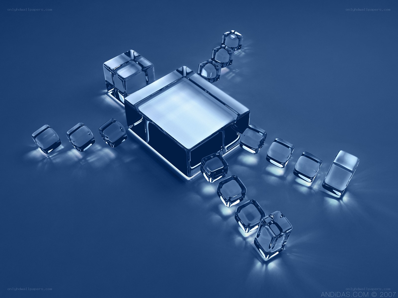 glass cubes on blue surface