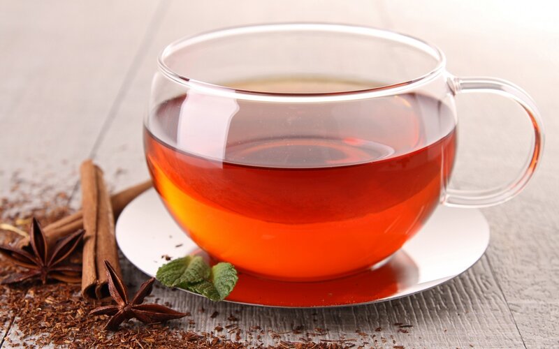 Glass Cup of Tea — Red, Calm