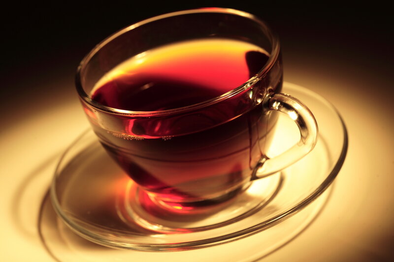 Glass Cup of Tea — Red
