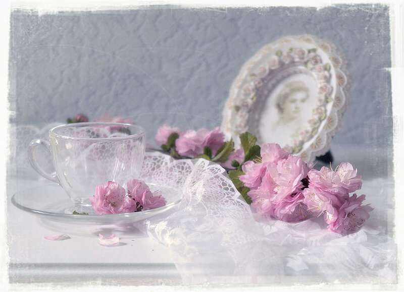Glass Cup with Flowers