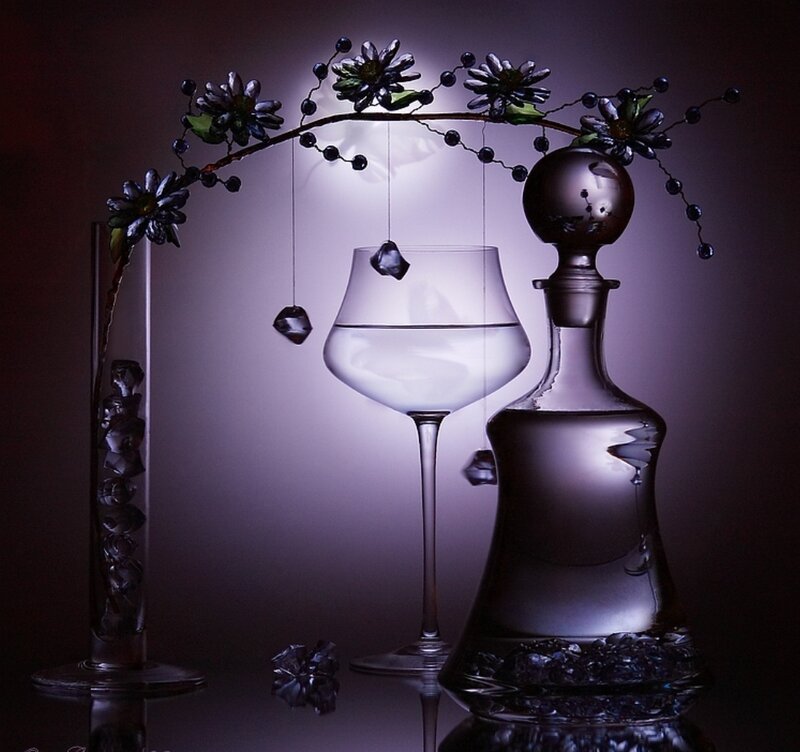 Glass Decanter and Wine Glass