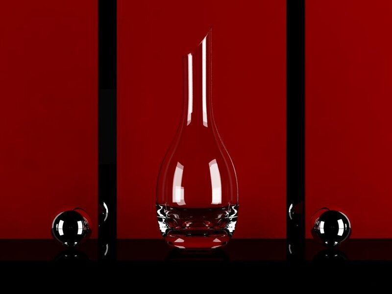 glass decanter with spheres