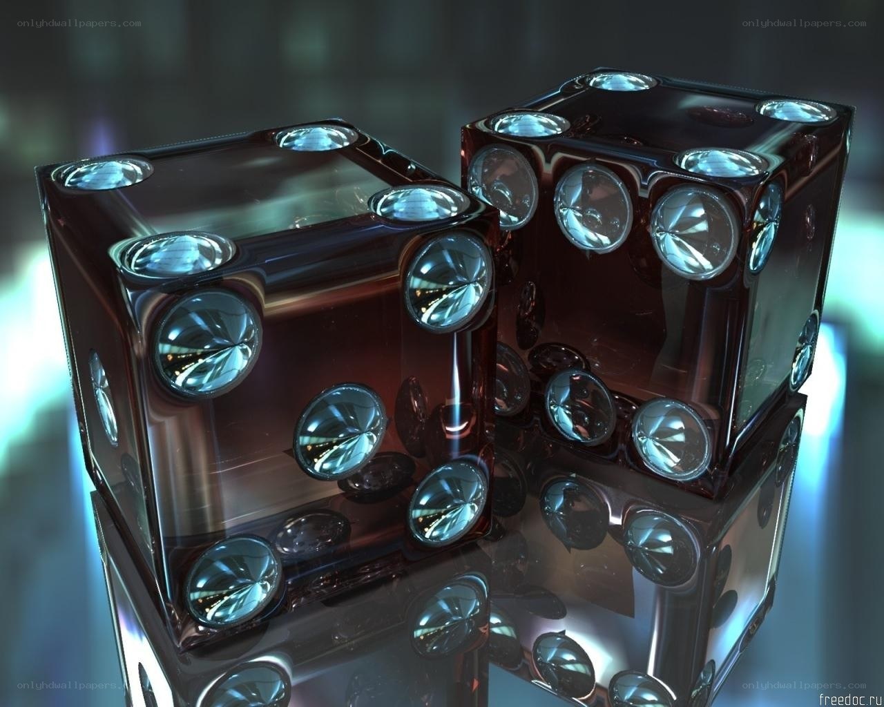 glass dice with gemstones