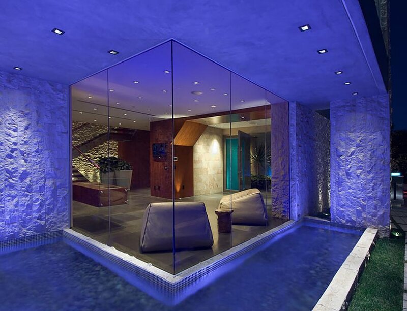 Glass-enclosed Pool Area