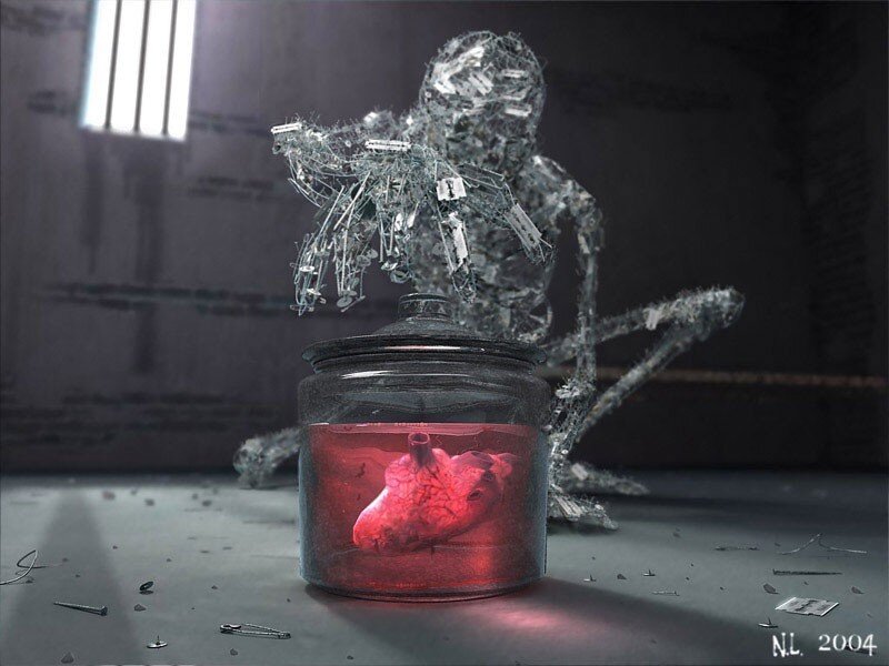 Glass Figure with Heart Jar